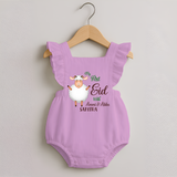 My First Eid Family Theme Kids Romper frock – Name Printed Festive Outfit - BABY PINK - 0 - 3 Months Old (Chest 19")