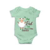 My First Eid Family Theme Kids Romper – Name Printed Festive Outfit - MINT GREEN - New Born (Chest 14")