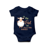 My First Eid Family Theme Kids Romper – Name Printed Festive Outfit - NAVY BLUE - New Born (Chest 14")
