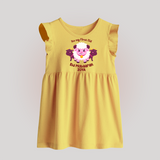 Its My First Eid Personalized Baby frock – Sheep Theme - PASTEL YELLOW - 0 - 3 Months Old (Chest 17")
