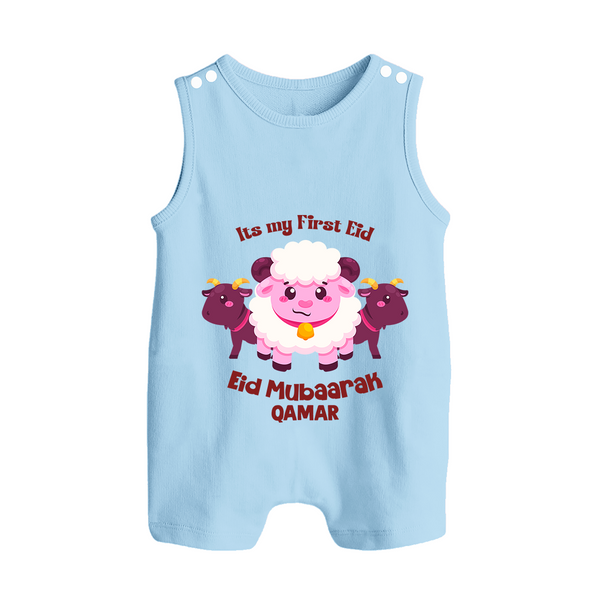 Its My First Eid Personalized Romper Suit – Sheep Theme - BABY BLUE - 0 - 5 Months Old (Chest 18")
