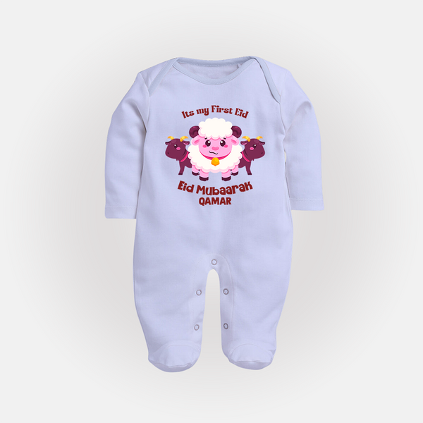 Its My First Eid Personalized Fullbody suit – Sheep Theme - BABY BLUE - New Born (Chest 7.5")