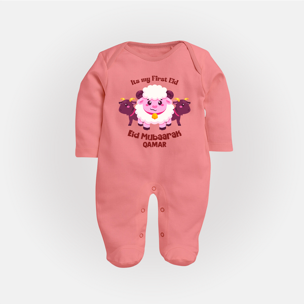 Its My First Eid Personalized Fullbody suit – Sheep Theme - PEACH - New Born (Chest 7.5")