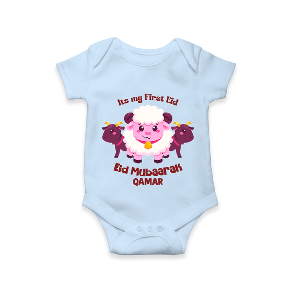 Its My First Eid Personalized Romper – Sheep Theme - BABY BLUE - New Born (Chest 14")