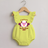 Its My First Eid Personalized Romper frock – Sheep Theme - PASTEL YELLOW - 0 - 3 Months Old (Chest 19")
