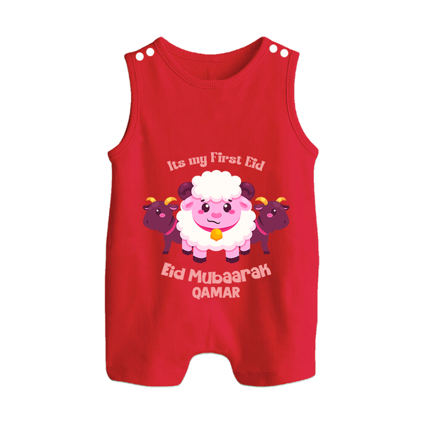 Its My First Eid Personalized Romper Suit – Sheep Theme - RED - 0 - 5 Months Old (Chest 18")