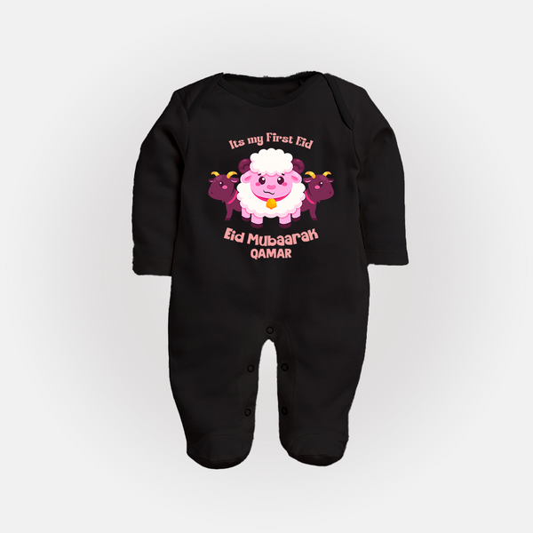 Its My First Eid Personalized Fullbody suit – Sheep Theme - BLACK - New Born (Chest 7.5")