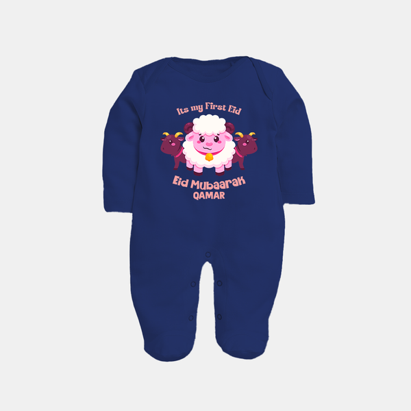 Its My First Eid Personalized Fullbody suit – Sheep Theme - NAVY BLUE - New Born (Chest 7.5")