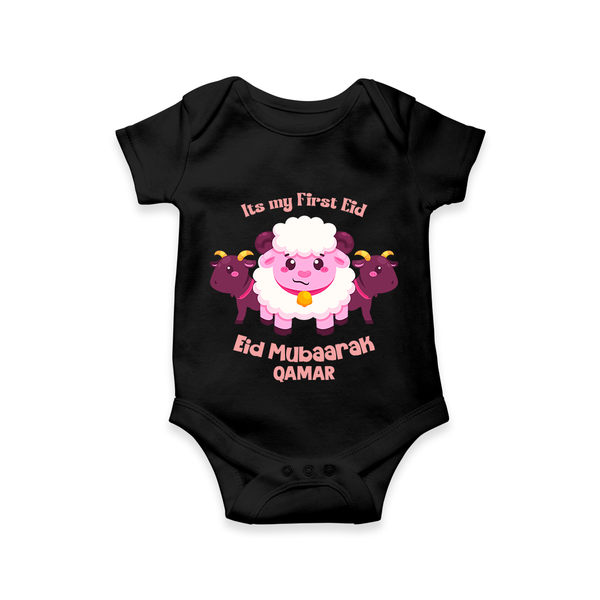 Its My First Eid Personalized Romper – Sheep Theme - BLACK - New Born (Chest 14")