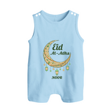 Eid Al-Adha Crescent Moon Personalized  Romper Suit - BABY BLUE - 0 - 5 Months Old (Chest 18")