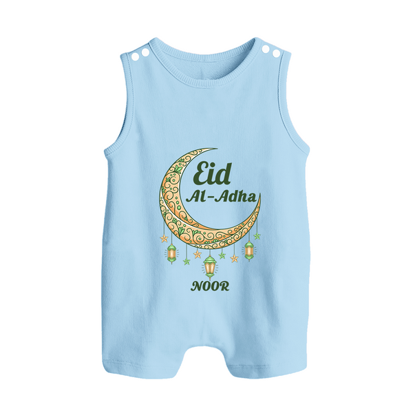 Eid Al-Adha Crescent Moon Personalized  Romper Suit - BABY BLUE - 0 - 5 Months Old (Chest 18")