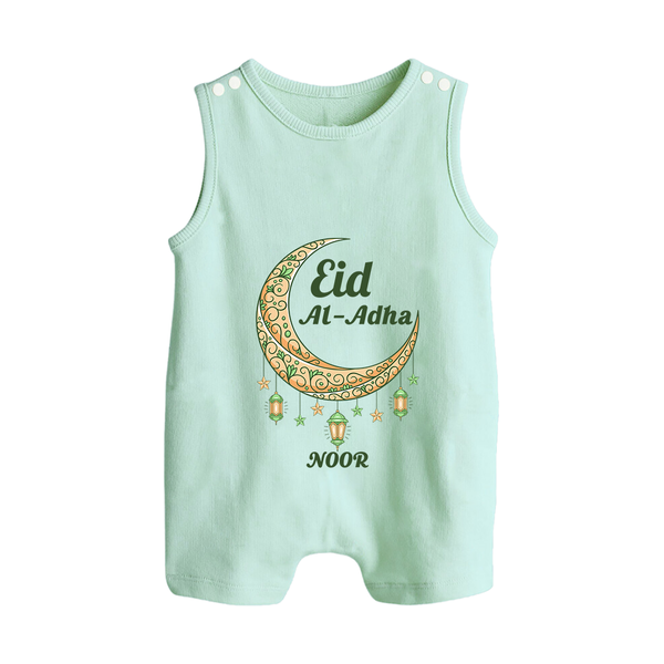 Eid Al-Adha Crescent Moon Personalized  Romper Suit - MINT GREEN - 0 - 5 Months Old (Chest 18")