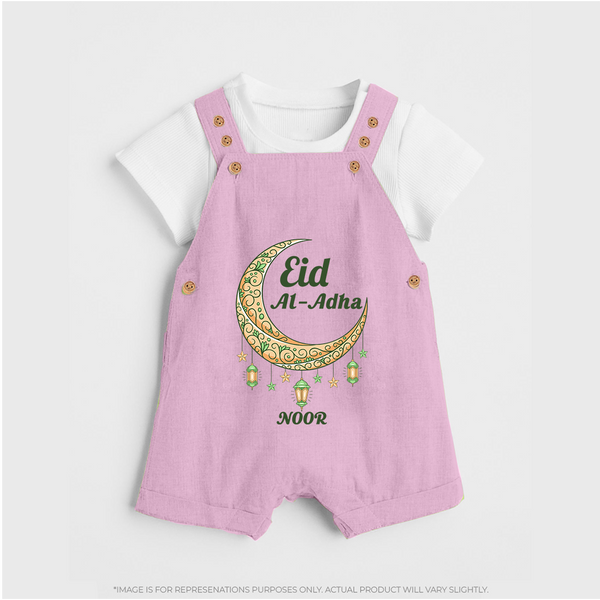 Eid Al-Adha Crescent Moon Personalized  Dungaree - BABY PINK - 0 - 5 Months Old (Chest 18")