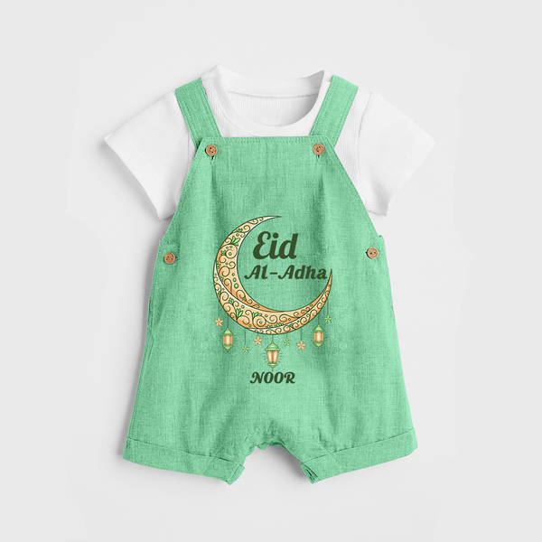 Eid Al-Adha Crescent Moon Personalized  Dungaree - GREEN - 0 - 5 Months Old (Chest 18")