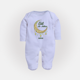 Eid Al-Adha Crescent Moon Personalized  Fullbody suit - BABY BLUE - New Born (Chest 7.5")