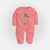 Eid Al-Adha Crescent Moon Personalized  Fullbody suit - PEACH - New Born (Chest 7.5")