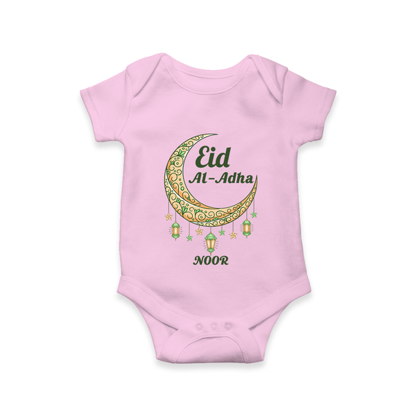 Eid Al-Adha Crescent Moon Personalized  Romper - BABY PINK - New Born (Chest 14")