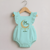 Eid Al-Adha Crescent Moon Personalized  Romper frock - MINT GREEN - 0 - 3 Months Old (Chest 19")