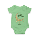 Eid Al-Adha Crescent Moon Personalized  Romper - GREEN - New Born (Chest 14")
