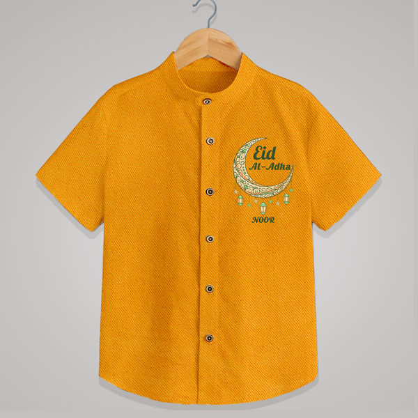 Eid Al-Adha Crescent Moon Personalized  Shirt - CHROME YELLOW - 0 - 6 Months Old (Chest 23")