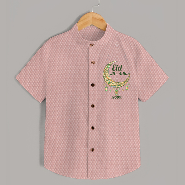 Eid Al-Adha Crescent Moon Personalized  Shirt - PEACH - 0 - 6 Months Old (Chest 23")