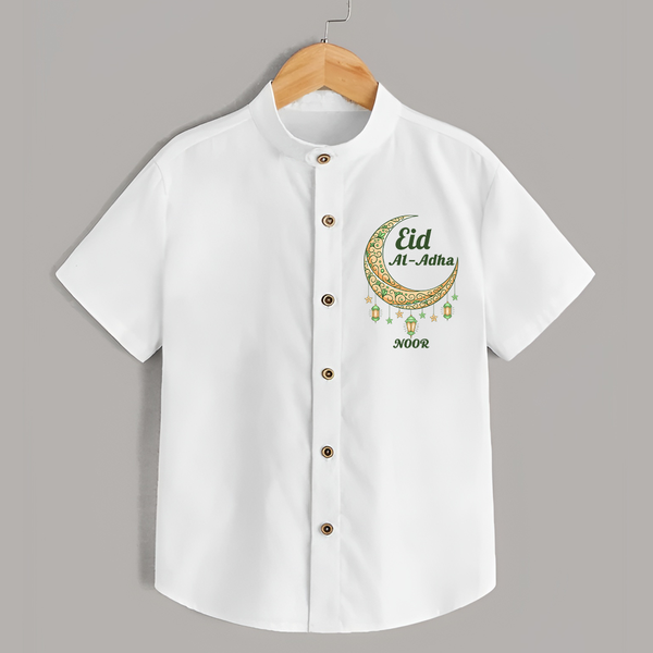Eid Al-Adha Crescent Moon Personalized  Shirt - WHITE - 0 - 6 Months Old (Chest 23")