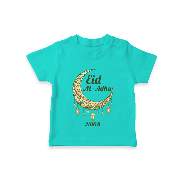 Eid Al-Adha Crescent Moon Personalized  T-Shirt - TEAL - 0-5 Months Old (Chest 17")