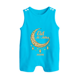 Eid Al-Adha Crescent Moon Personalized  Romper Suit - SKY BLUE - 0 - 5 Months Old (Chest 18")