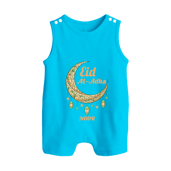 Eid Al-Adha Crescent Moon Personalized  Romper Suit - SKY BLUE - 0 - 5 Months Old (Chest 18")