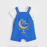 Eid Al-Adha Crescent Moon Personalized  Dungaree - COBALT BLUE - 0 - 5 Months Old (Chest 18")