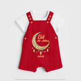 Eid Al-Adha Crescent Moon Personalized  Dungaree - RED - 0 - 5 Months Old (Chest 18")