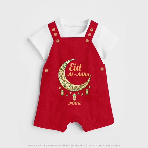 Eid Al-Adha Crescent Moon Personalized  Dungaree - RED - 0 - 5 Months Old (Chest 18")