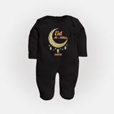 Eid Al-Adha Crescent Moon Personalized  Fullbody suit - BLACK - New Born (Chest 7.5")