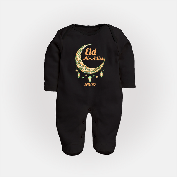 Eid Al-Adha Crescent Moon Personalized  Fullbody suit - BLACK - New Born (Chest 7.5")
