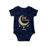 Eid Al-Adha Crescent Moon Personalized  Romper - NAVY BLUE - New Born (Chest 14")