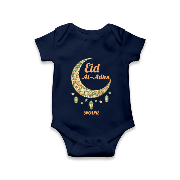 Eid Al-Adha Crescent Moon Personalized  Romper - NAVY BLUE - New Born (Chest 14")