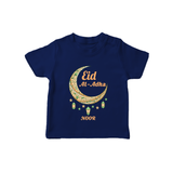 Eid Al-Adha Crescent Moon Personalized  T-Shirt - NAVY BLUE - 0-5 Months Old (Chest 17")