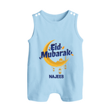 Eid Mubarak Crescent Moon Personalized Kids Romper Suit - BABY BLUE - 0 - 5 Months Old (Chest 18")