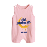 Eid Mubarak Crescent Moon Personalized Kids Romper Suit - BABY PINK - 0 - 5 Months Old (Chest 18")
