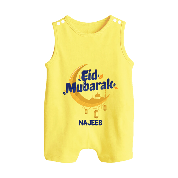 Eid Mubarak Crescent Moon Personalized Kids Romper Suit - PASTEL YELLOW - 0 - 5 Months Old (Chest 18")