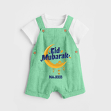Eid Mubarak Crescent Moon Personalized Kids Dungaree - GREEN - 0 - 5 Months Old (Chest 18")