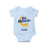 Eid Mubarak Crescent Moon Personalized Kids Romper - BABY BLUE - New Born (Chest 14")
