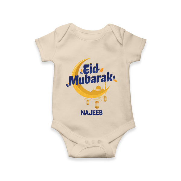 Eid Mubarak Crescent Moon Personalized Kids Romper - IVORY - New Born (Chest 14")