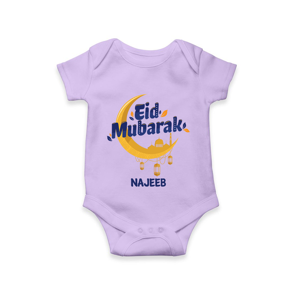Eid Mubarak Crescent Moon Personalized Kids Romper - LILAC - New Born (Chest 14")