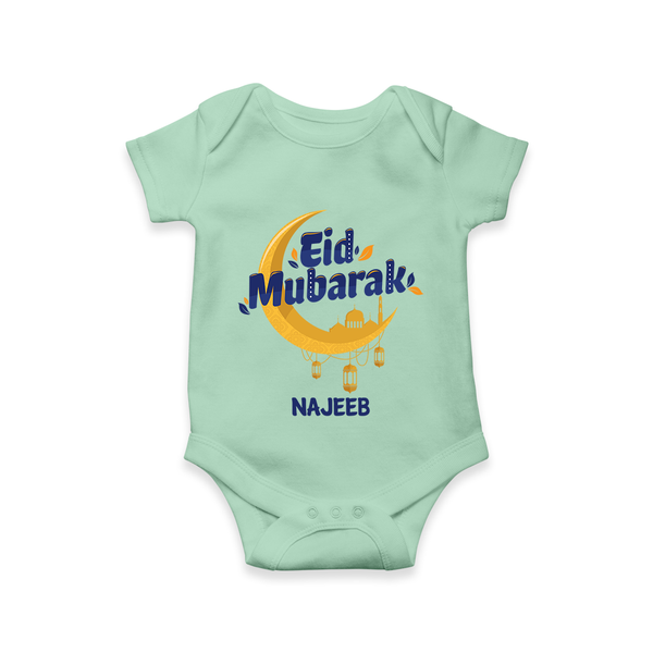 Eid Mubarak Crescent Moon Personalized Kids Romper - MINT GREEN - New Born (Chest 14")