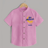 Eid Mubarak Crescent Moon Personalized Kids Shirt - BABY PINK - 0 - 6 Months Old (Chest 23")