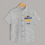 Eid Mubarak Crescent Moon Personalized Kids Shirt - GREY - 0 - 6 Months Old (Chest 23")