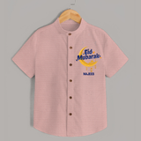 Eid Mubarak Crescent Moon Personalized Kids Shirt - PEACH - 0 - 6 Months Old (Chest 23")
