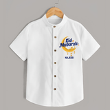 Eid Mubarak Crescent Moon Personalized Kids Shirt - WHITE - 0 - 6 Months Old (Chest 23")