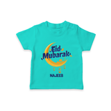 Eid Mubarak Crescent Moon Personalized Kids T-Shirt - TEAL - 0-5 Months Old (Chest 17")